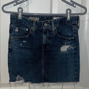 AG ADRIANA GOLDSCHMIED The Erin Blue Denim Distressed Pencil Skirt 26 waist